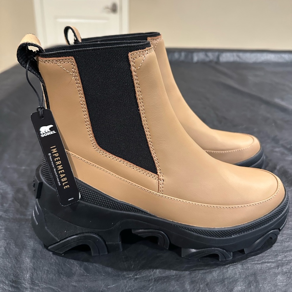 Sorel Tan and Black Waterproof Chelsea Winter Boots - Picture 2 of 6